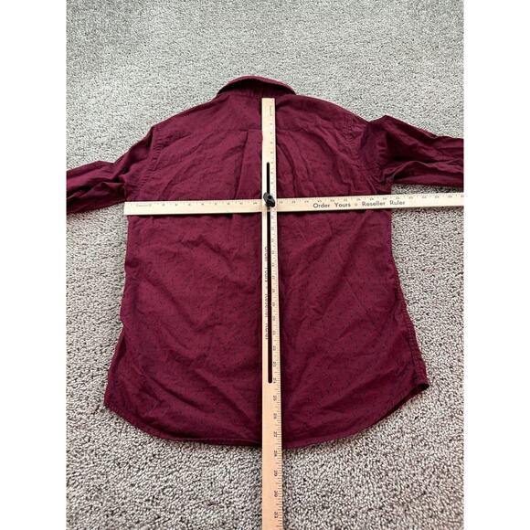 Steel & Jelly Shirt Mens Medium Red AOP Micro Buto Long Sleeve Button Up - Picture 7 of 10